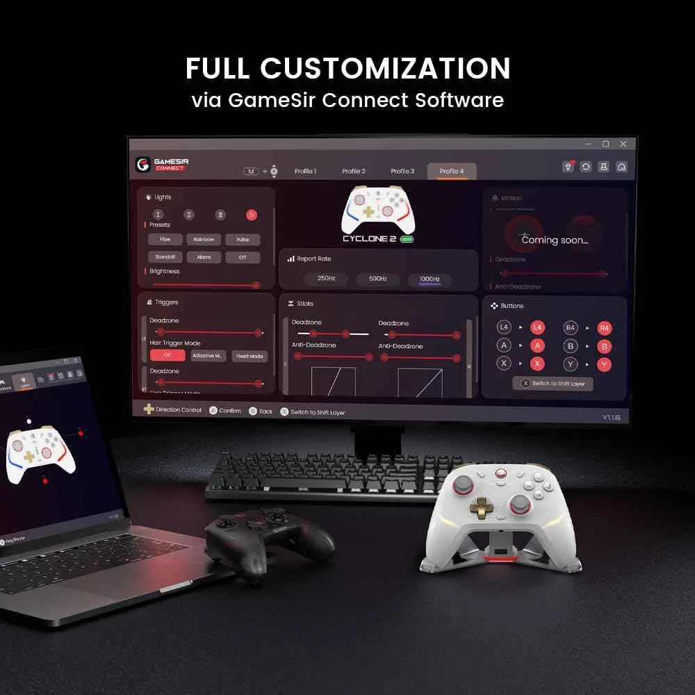 Gamesir cyclone 2 controller - wireless gaming experience with 1000hz polling rate and tmr joysticks - console
