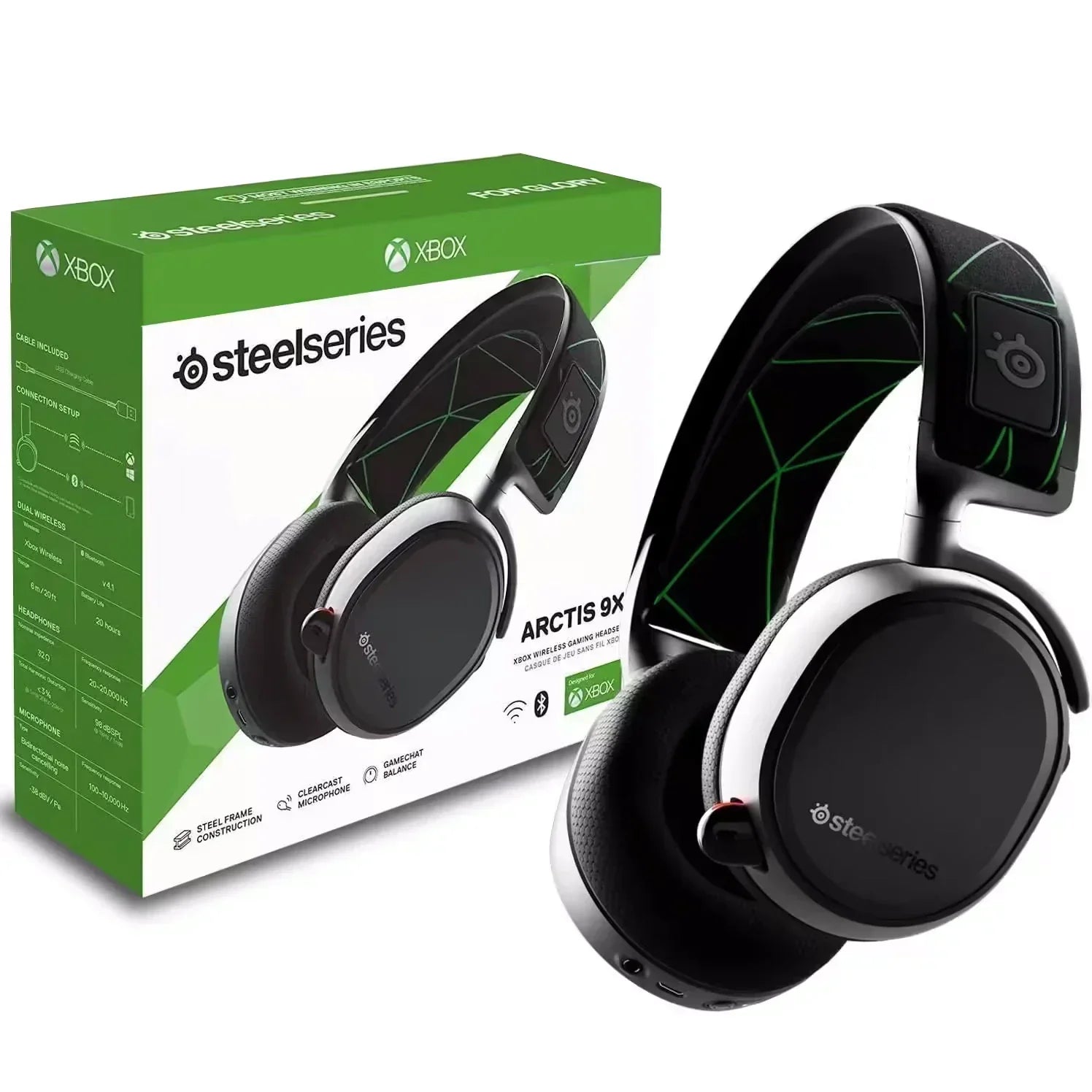 Steelseries arctis 9x wireless gaming headset – integrated-xbox wireless + bluetooth – 20+ hour battery life – for-xbox
