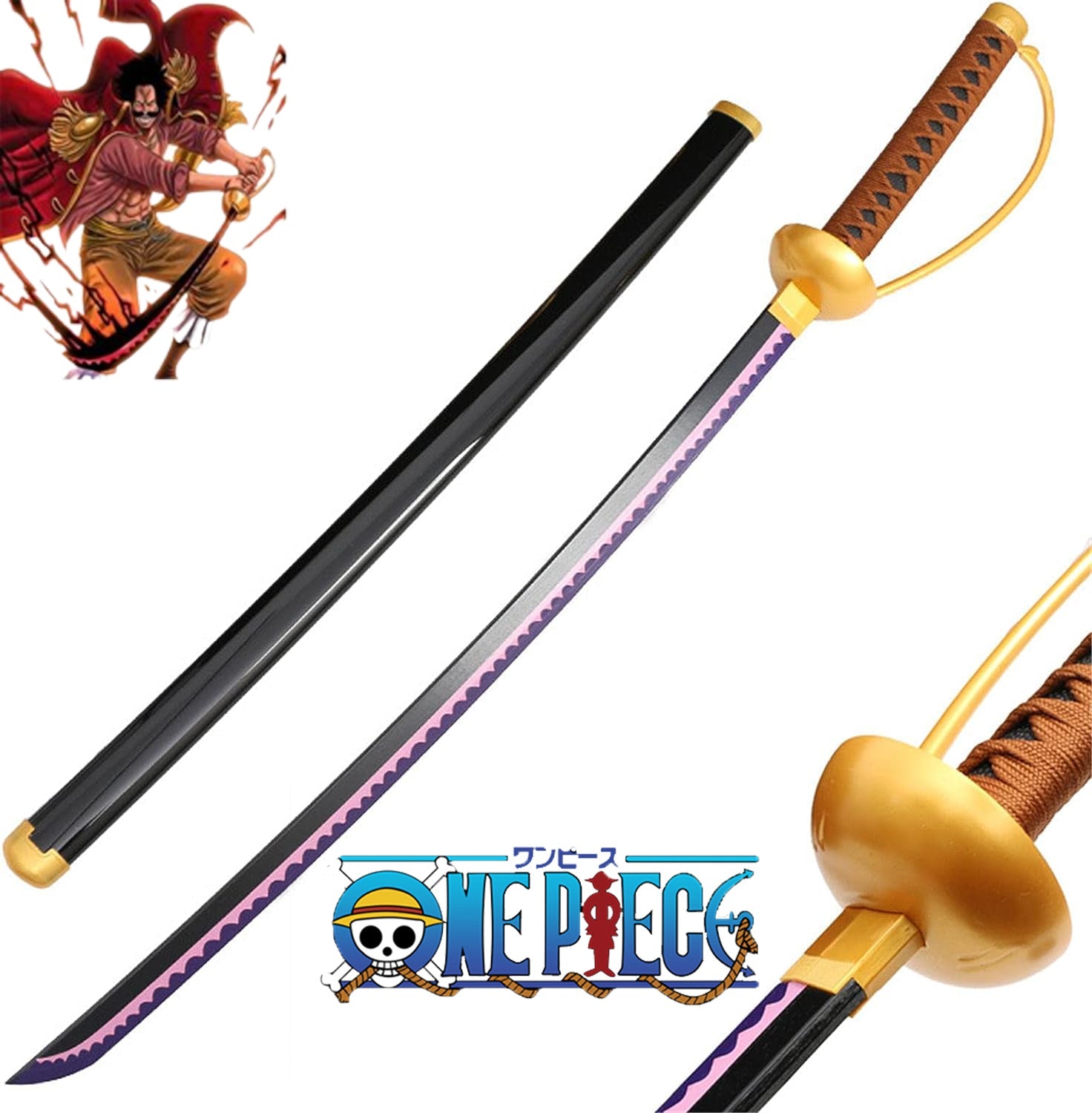 Yincoconaifu one Piece Goal d Roger Western Sword, Weapon, Cosplay Tool, Wooden, (104 Cm), Default Title