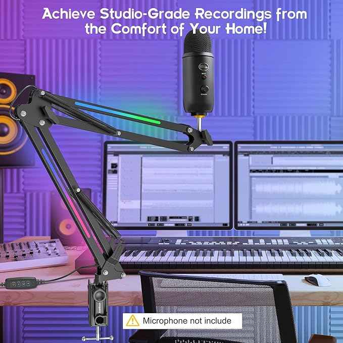 Zealsound Rgb Microphone Arm Stand,mic Arm with Rgb Light